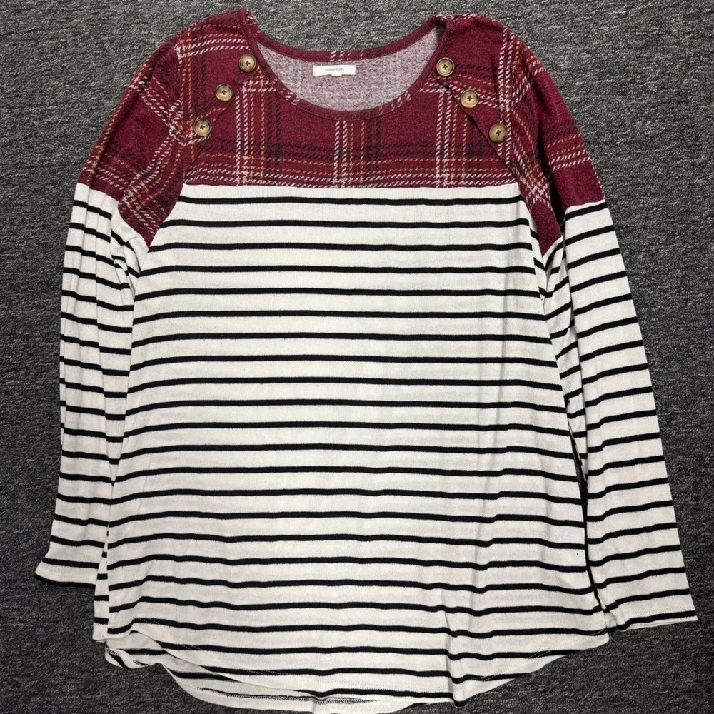 Maurice’s Plaid Stripe Button Mixer Tee 0X